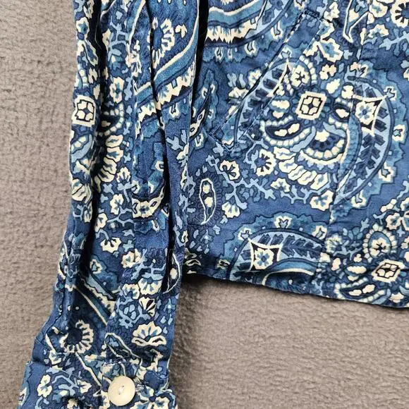 Vintage Coldwater Creek Paisley Top Button Up Womens S Boxy Crop Boho Western - Picture 3 of 9